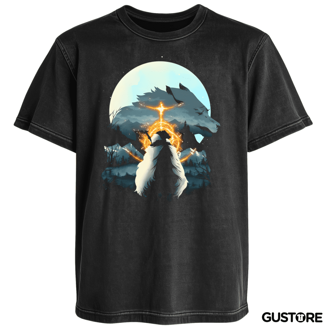 Polera desgastada Half Wolf