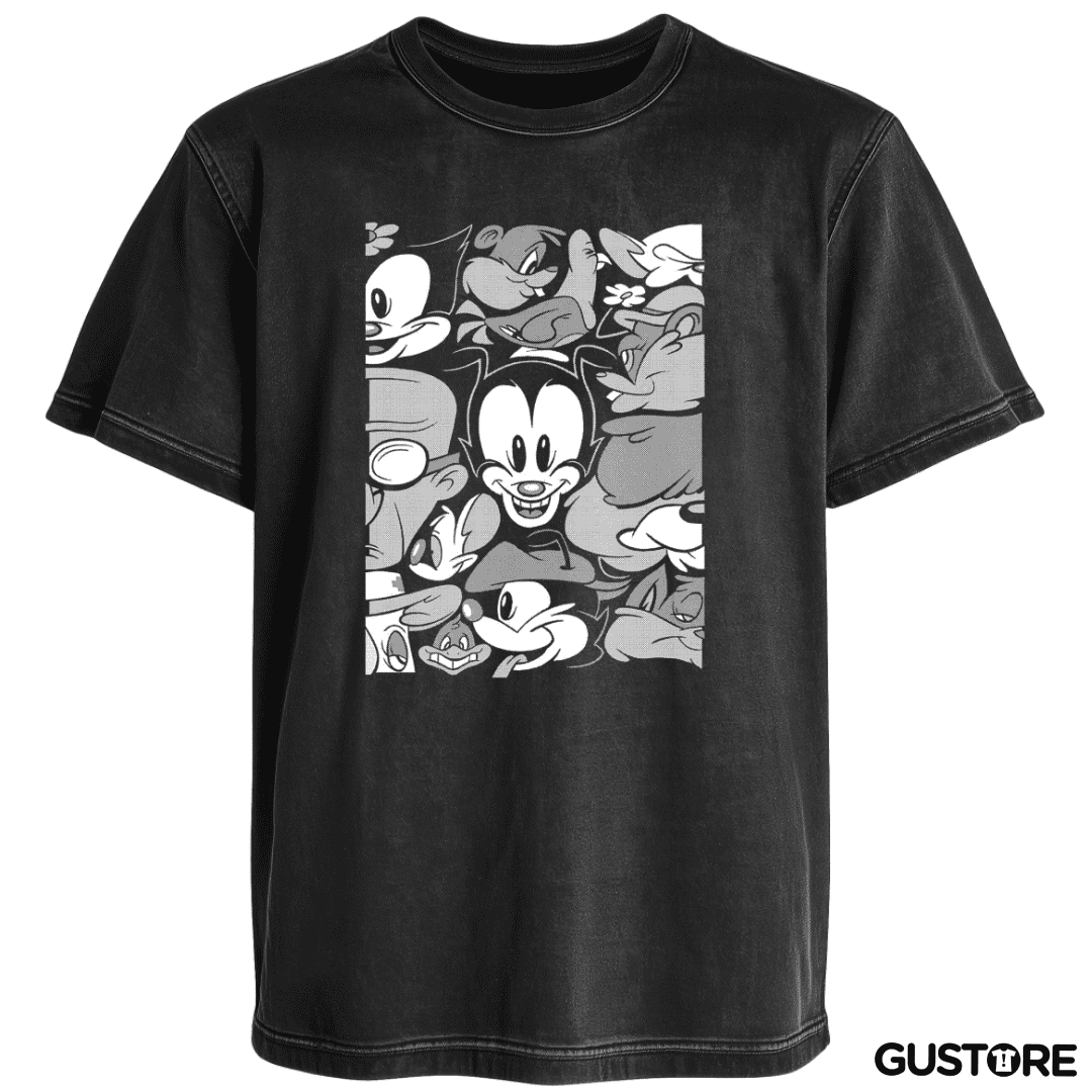 Polera desgastada Animaniacs B&W 