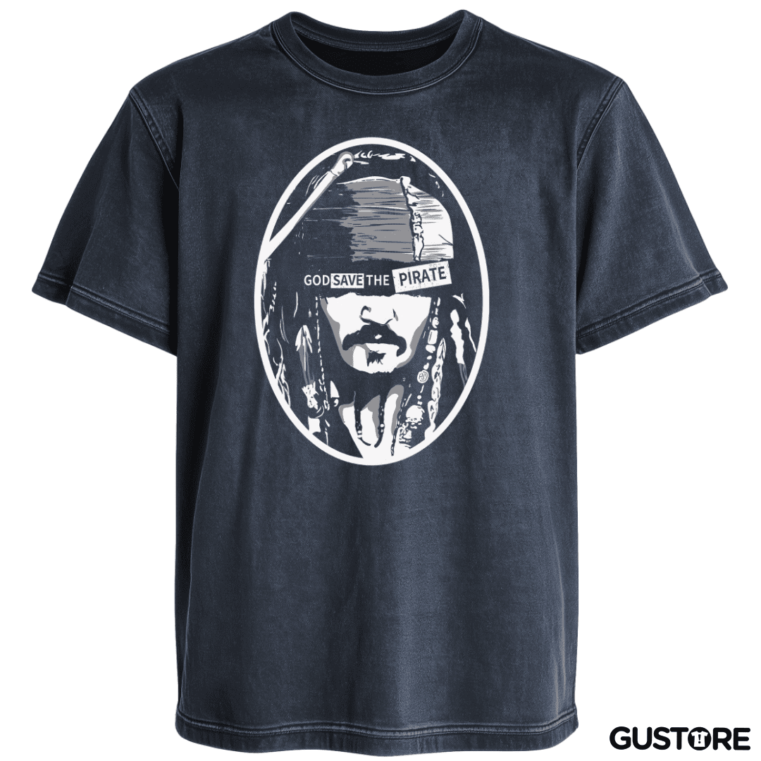 Polera desgastada God save the pirate