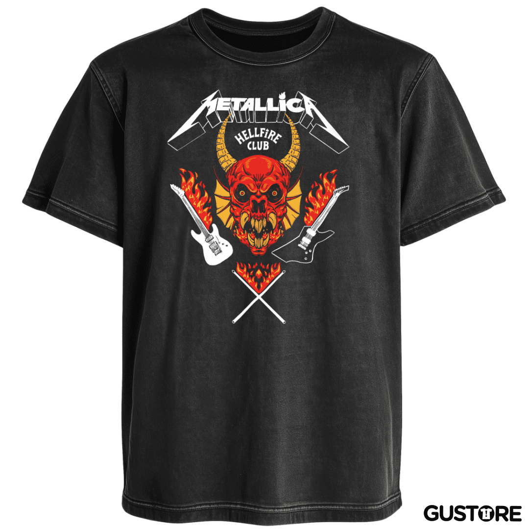 Polera desgastada Metallica Hellfire Club B