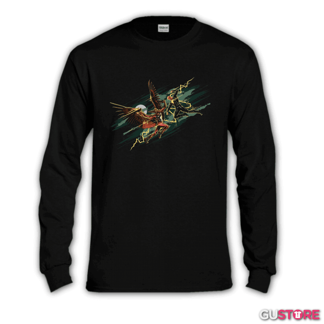 Polera manga larga Black Adam vs Hombre Halcón