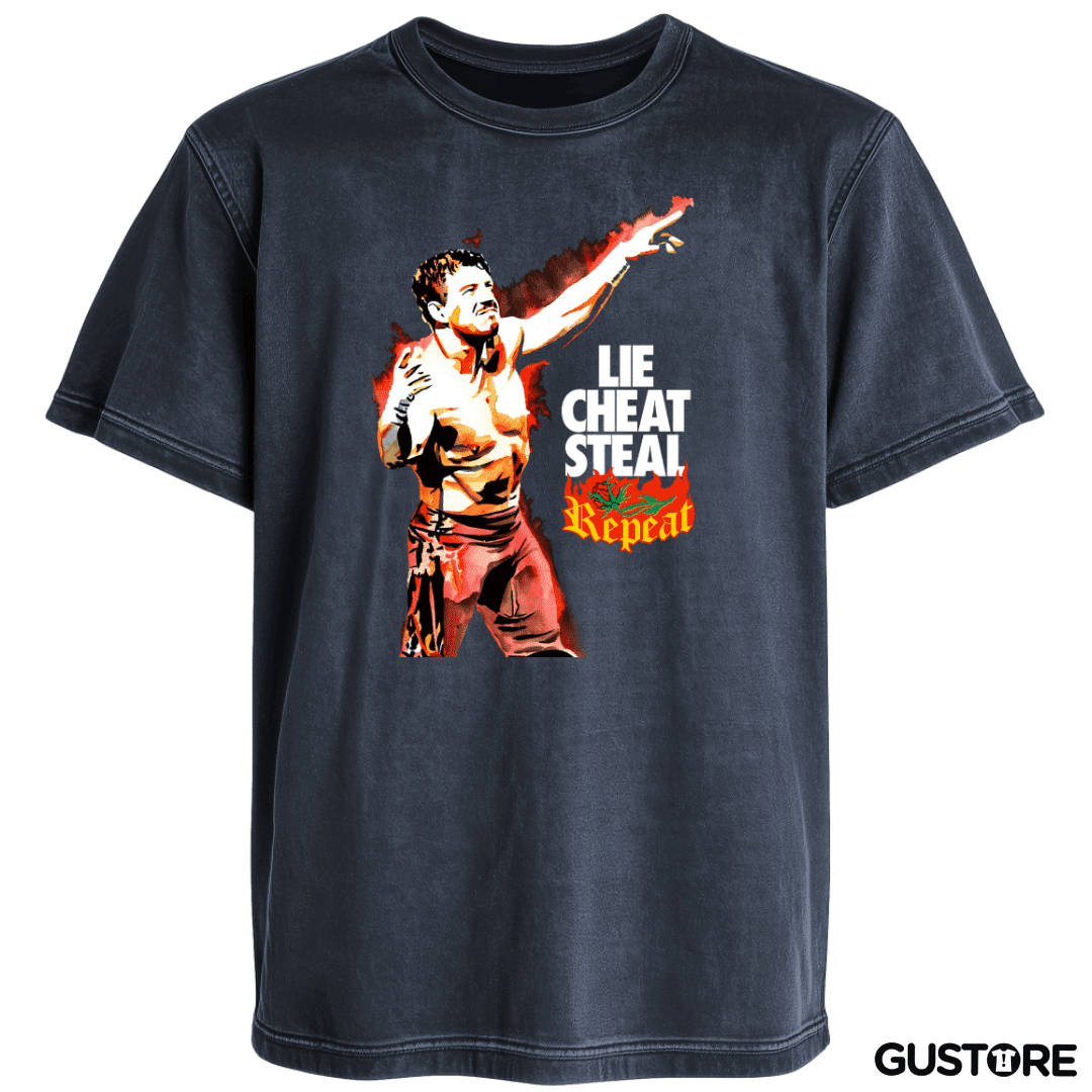 Polera desgastada Lie Cheat Steal