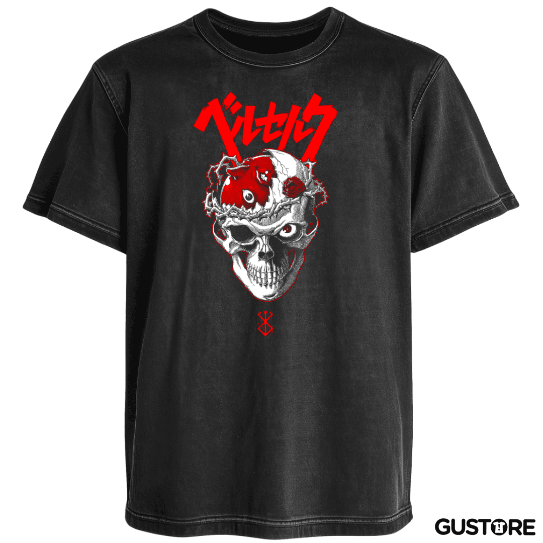 Polera desgastada Skull Beherit