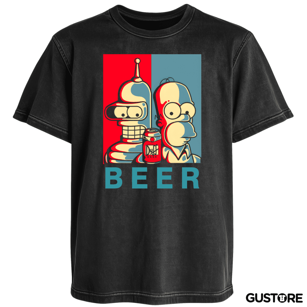 Polera desgastada Beer Groening