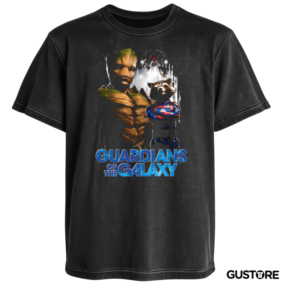 Polera desgastada Groot x Rocket