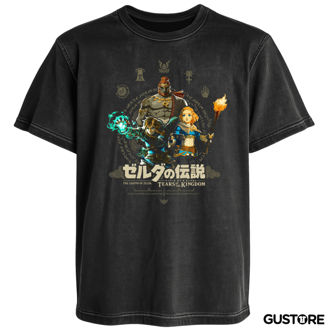 Polera desgastada TOTK Link Zelda y Ganondorf