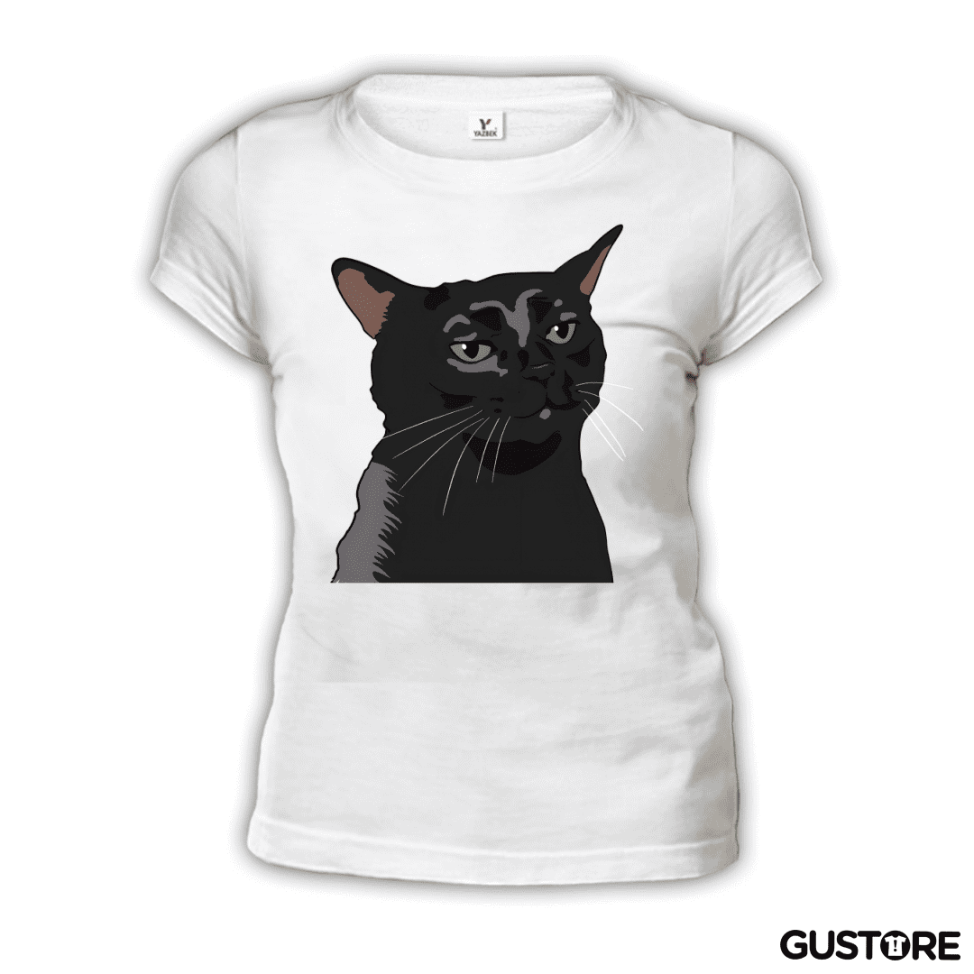Polera de Mujer Gatito Negro MEME
