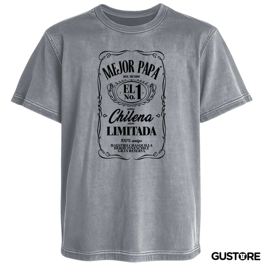Polera desgastada Mejor papa etiqueta negro
