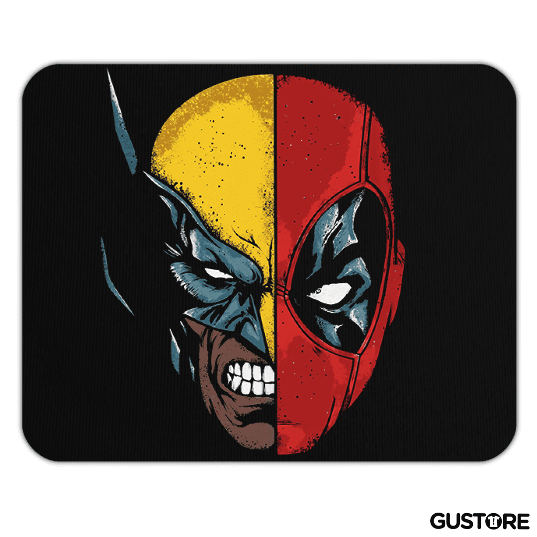 Mousepad Deadpool Wolverine faces