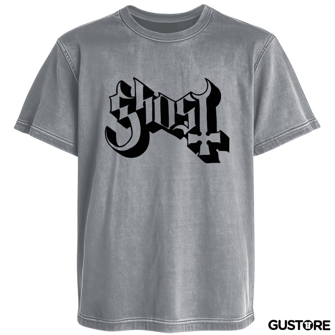 Polera desgastada Ghost Logo Blanco