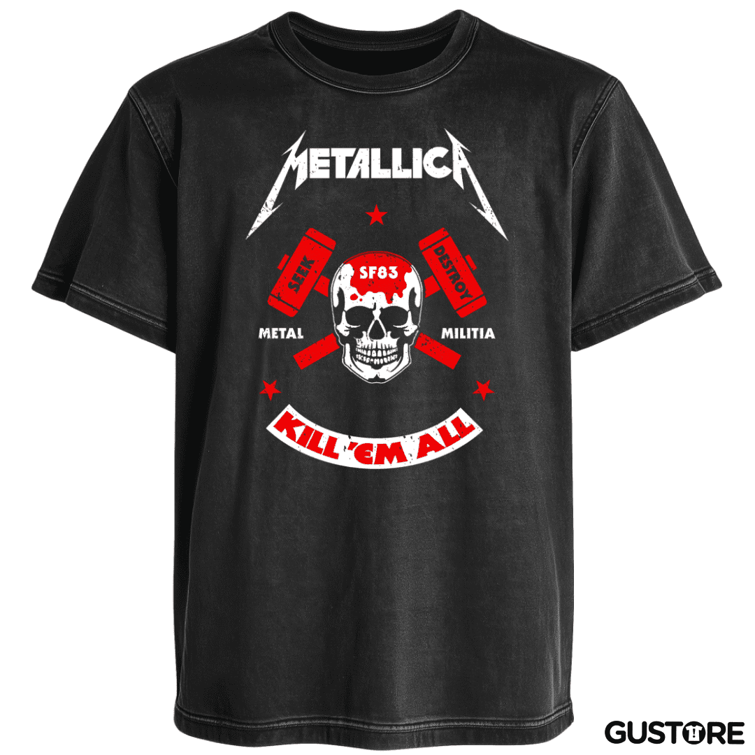 Polera desgastada Metal Militia