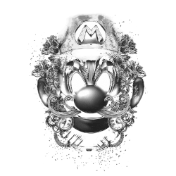 Estampado de Super bigote Blanco y Negro