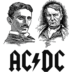 Estampado de AC DC Tesla Edison