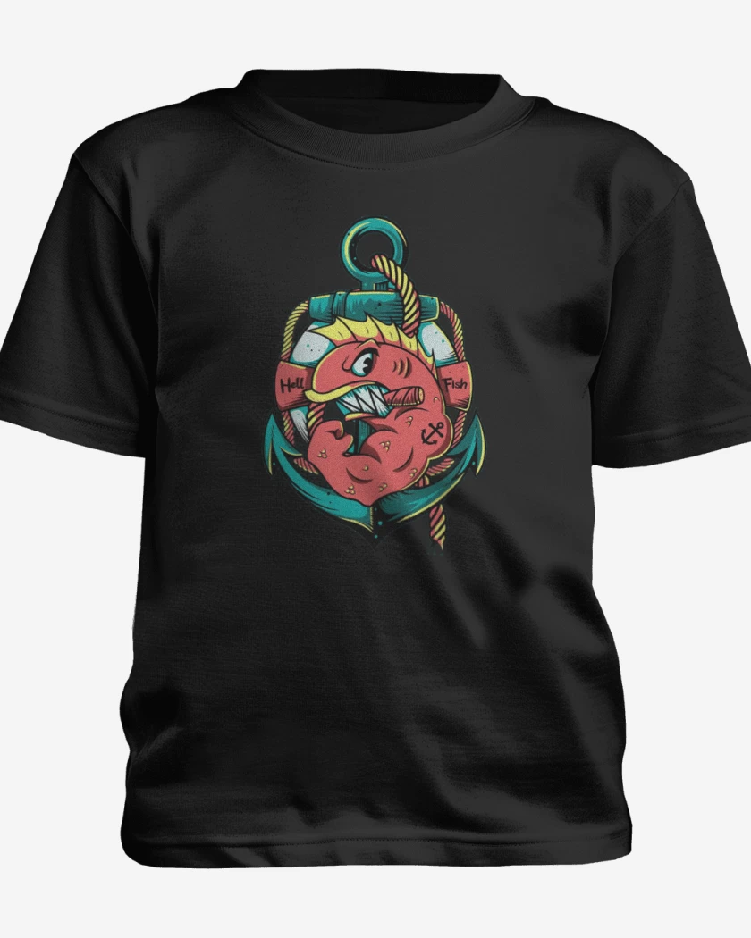Polera de niño Negro de Los peces del infierno