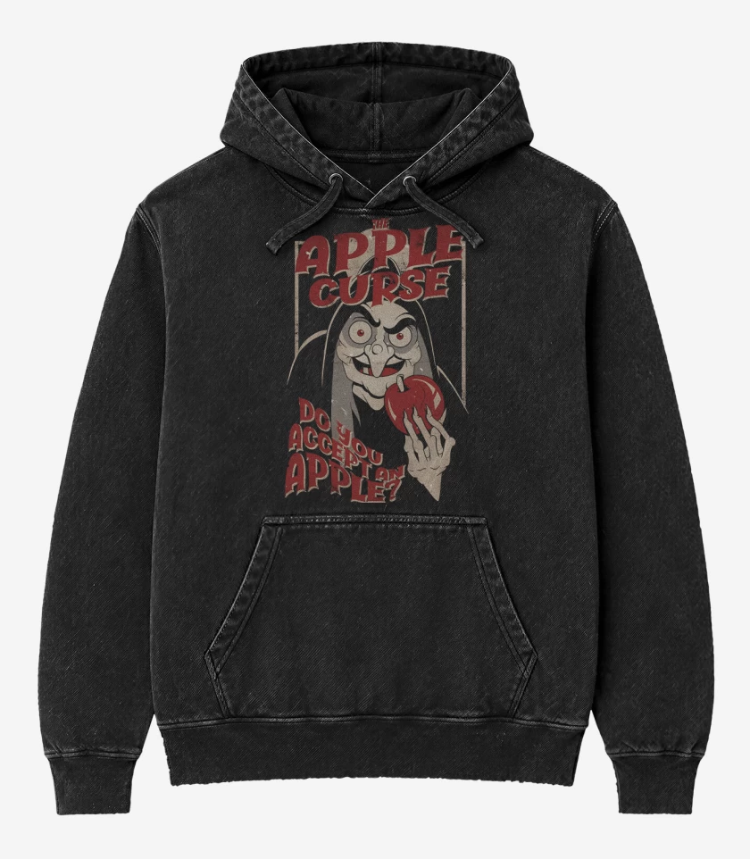 Poleron Canguro Acid Wash Negro de La Maldición de la Manzana