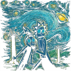Estampado de Rick and morty estrellado